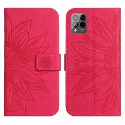 Kryty na mobil | Peňaženkové puzdro Embossing Pattern Kvet tmavoružové – T Phone Pro / T Phone Pro (2023) | Kryty na mobil