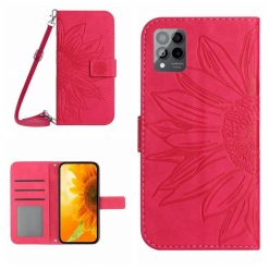 Kryty na mobil | Peňaženkové puzdro Embossing Pattern Kvet tmavoružové – T Phone Pro / T Phone Pro (2023) | Kryty na mobil