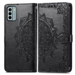 Kryty na mobil | Peňaženkové puzdro Embossing Pattern Mandala Flower čierne – Nokia G22 | Kryty na mobil
