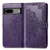 Kryty na mobil | Peňaženkové puzdro Embossing Pattern Mandala Flower sivé – Google Pixel 7a 5G | Kryty na mobil