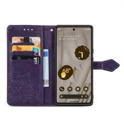 Kryty na mobil | Peňaženkové puzdro Embossing Pattern Mandala Flower fialové – Google Pixel 7a 5G | Kryty na mobil