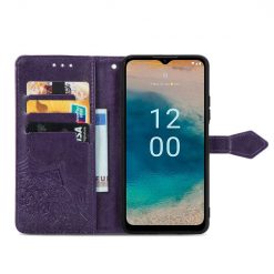 Kryty na mobil | Peňaženkové puzdro Embossing Pattern Mandala Flower fialové – Nokia G22 | Kryty na mobil