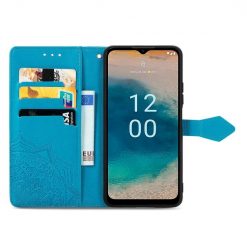 Kryty na mobil | Peňaženkové puzdro Embossing Pattern Mandala Flower modré – Nokia G22 | Kryty na mobil