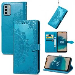 Kryty na mobil | Peňaženkové puzdro Embossing Pattern Mandala Flower modré – Nokia G22 | Kryty na mobil