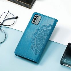 Kryty na mobil | Peňaženkové puzdro Embossing Pattern Mandala Flower modré – Nokia G22 | Kryty na mobil