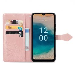 Kryty na mobil | Peňaženkové puzdro Embossing Pattern Mandala Flower ružové – Nokia G22 | Kryty na mobil