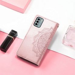 Kryty na mobil | Peňaženkové puzdro Embossing Pattern Mandala Flower ružové – Nokia G22 | Kryty na mobil