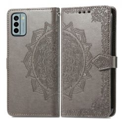 Peňaženkové puzdro Embossing Pattern Mandala Flower sivé – Nokia G22