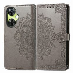 Peňaženkové puzdro Embossing Pattern Mandala Flower sivé – OnePlus Nord CE 3 Lite 5G