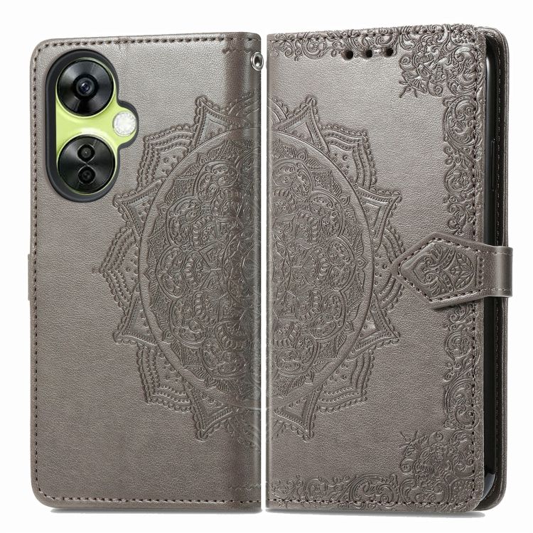 Peňaženkové puzdro Embossing Pattern Mandala Flower sivé – OnePlus Nord CE 3 Lite 5G | Kryty na mobil Kryty na mobil | Peňaženkové puzdro Embossing Pattern Mandala Flower sivé – OnePlus Nord CE 3 Lite 5G | Kryty na mobil