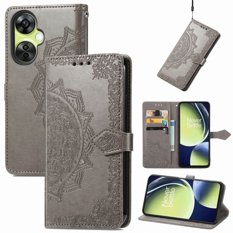 Peňaženkové puzdro Embossing Pattern Mandala Flower sivé – OnePlus Nord CE 3 Lite 5G | Kryty na mobil Kryty na mobil | Peňaženkové puzdro Embossing Pattern Mandala Flower sivé – OnePlus Nord CE 3 Lite 5G | Kryty na mobil