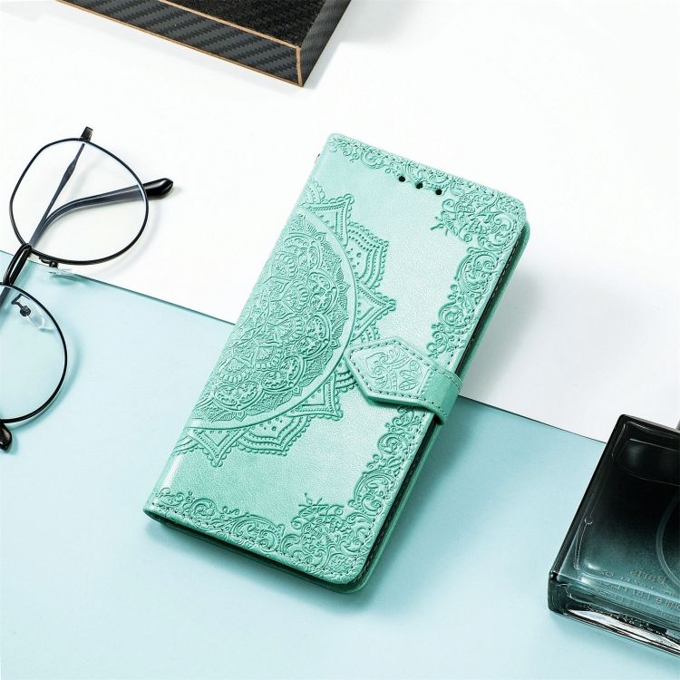 Peňaženkové puzdro Embossing Pattern Mandala Flower zelené – Nokia G22 | Kryty na mobil Kryty na mobil | Peňaženkové puzdro Embossing Pattern Mandala Flower zelené – Nokia G22 | Kryty na mobil