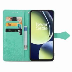 Kryty na mobil | Peňaženkové puzdro Embossing Pattern Mandala Flower zelené – OnePlus Nord CE 3 Lite 5G | Kryty na mobil