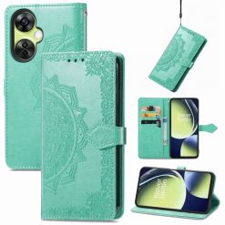 Kryty na mobil | Peňaženkové puzdro Embossing Pattern Mandala Flower zelené – OnePlus Nord CE 3 Lite 5G | Kryty na mobil