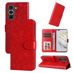 Kryty na mobil | Peňaženkové puzdro Embossing Pattern Slnečnica červené – Huawei Nova 10 | Kryty na mobil