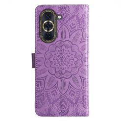 Kryty na mobil | Peňaženkové puzdro Embossing Pattern Slnečnica fialové – Huawei Nova 10 | Kryty na mobil