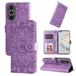 Kryty na mobil | Peňaženkové puzdro Embossing Pattern Slnečnica fialové – Huawei Nova 10 | Kryty na mobil