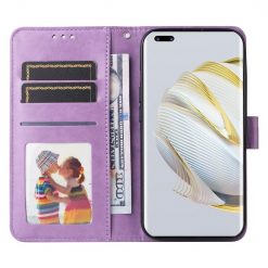 Kryty na mobil | Peňaženkové puzdro Embossing Pattern Slnečnica fialové – Huawei Nova 10 | Kryty na mobil