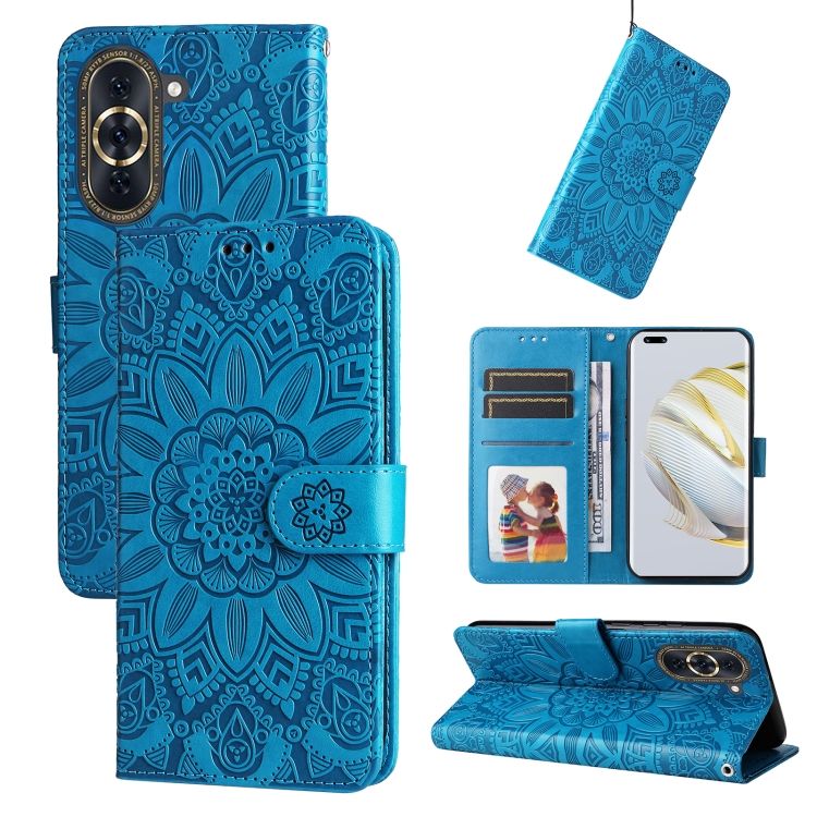 Peňaženkové puzdro Embossing Pattern Slnečnica modré – Huawei Nova 10 | Kryty na mobil Kryty na mobil | Peňaženkové puzdro Embossing Pattern Slnečnica modré – Huawei Nova 10 | Kryty na mobil
