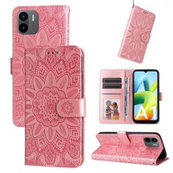Kryty na mobil | Peňaženkové puzdro Embossing Pattern Slnečnica ružové – Xiaomi Redmi A1 / A2 | Kryty na mobil
