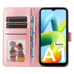 Kryty na mobil | Peňaženkové puzdro Embossing Pattern Slnečnica ružové – Xiaomi Redmi A1 / A2 | Kryty na mobil