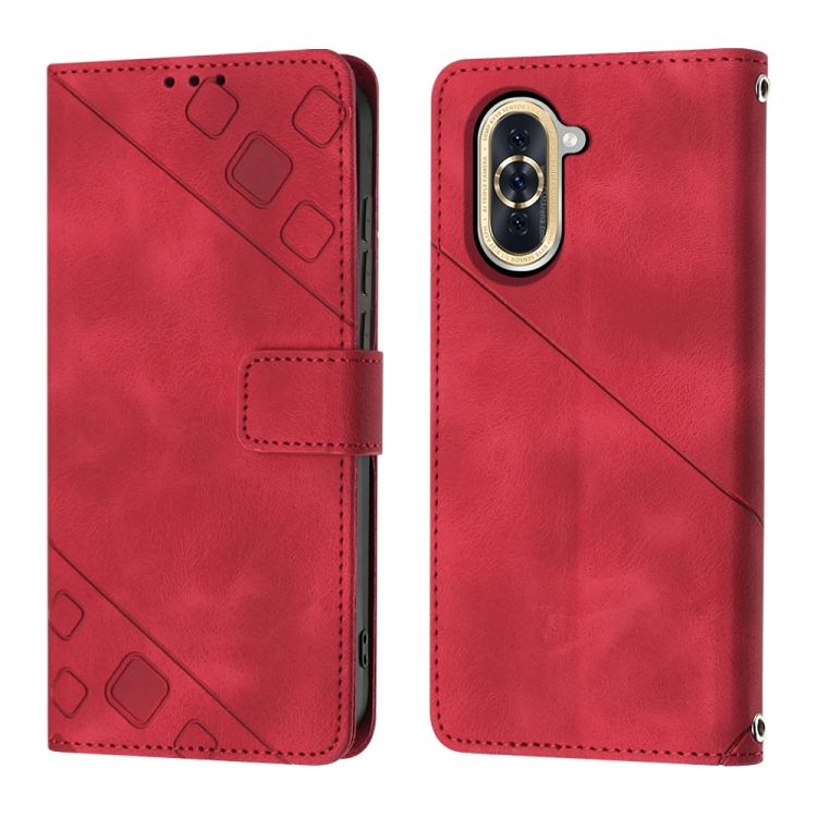 Peňaženkové puzdro Embossing Pattern Square červené – Huawei Nova 10 | Kryty na mobil Kryty na mobil | Peňaženkové puzdro Embossing Pattern Square červené – Huawei Nova 10 | Kryty na mobil