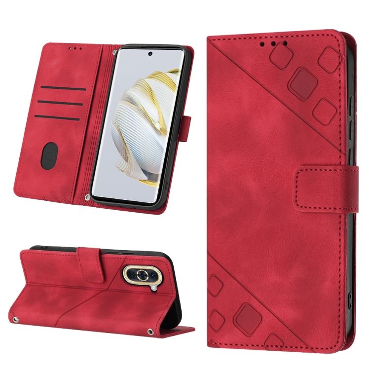 Peňaženkové puzdro Embossing Pattern Square červené – Huawei Nova 10 | Kryty na mobil Kryty na mobil | Peňaženkové puzdro Embossing Pattern Square červené – Huawei Nova 10 | Kryty na mobil