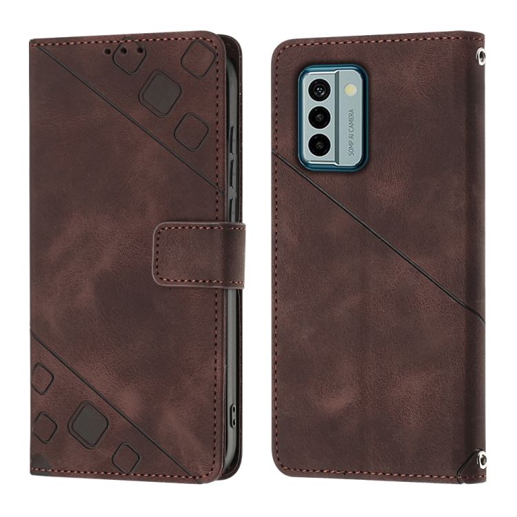 Peňaženkové puzdro Embossing Pattern Square hnedé – Nokia G22 | Kryty na mobil Kryty na mobil | Peňaženkové puzdro Embossing Pattern Square hnedé – Nokia G22 | Kryty na mobil