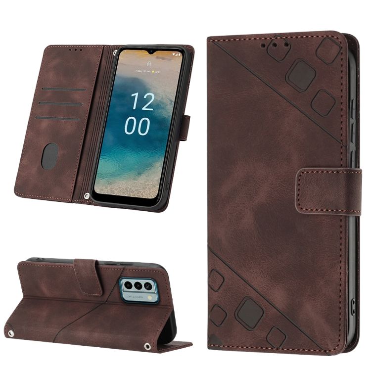 Peňaženkové puzdro Embossing Pattern Square hnedé – Nokia G22 | Kryty na mobil Kryty na mobil | Peňaženkové puzdro Embossing Pattern Square hnedé – Nokia G22 | Kryty na mobil