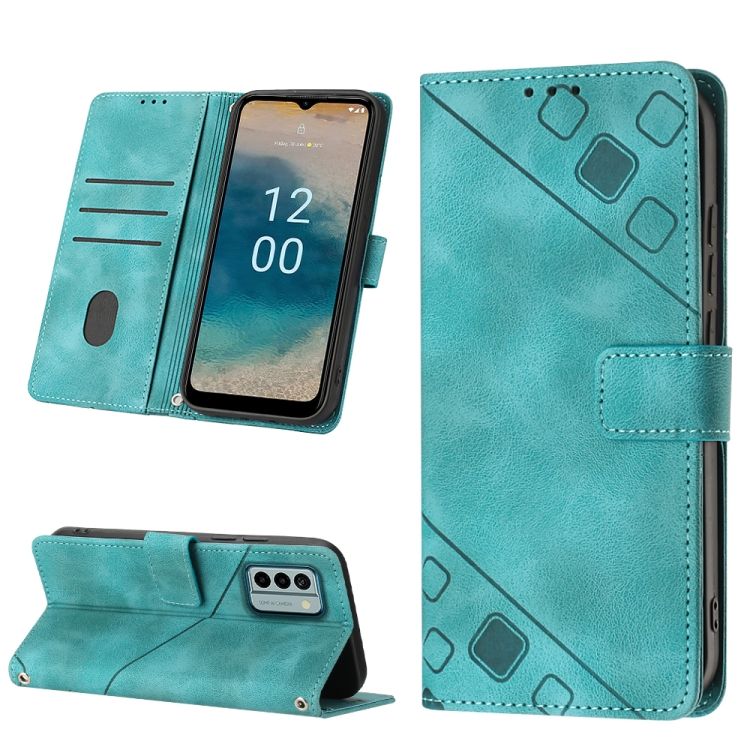 Peňaženkové puzdro Embossing Pattern Square zelené – Nokia G22 | Kryty na mobil Kryty na mobil | Peňaženkové puzdro Embossing Pattern Square zelené – Nokia G22 | Kryty na mobil
