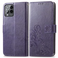 Kryty na mobil | Peňaženkové puzdro Embossing Pattern Štvorlístok fialové – T Phone Pro / T Phone Pro (2023) | Kryty na mobil