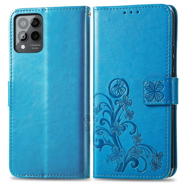 Peňaženkové puzdro Embossing Pattern Štvorlístok modré – T Phone Pro / T Phone Pro (2023) | Kryty na mobil Kryty na mobil | Peňaženkové puzdro Embossing Pattern Štvorlístok modré – T Phone Pro / T Phone Pro (2023) | Kryty na mobil