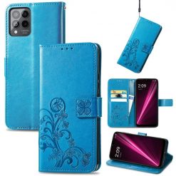Peňaženkové puzdro Embossing Pattern Štvorlístok modré – T Phone Pro / T Phone Pro (2023) | Kryty na mobil Kryty na mobil | Peňaženkové puzdro Embossing Pattern Štvorlístok modré – T Phone Pro / T Phone Pro (2023) | Kryty na mobil