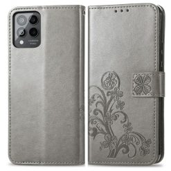 Kryty na mobil | Peňaženkové puzdro Embossing Pattern Štvorlístok sivé – T Phone Pro / T Phone Pro (2023) | Kryty na mobil