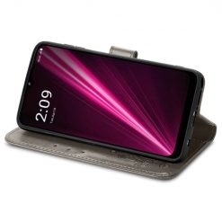 Kryty na mobil | Peňaženkové puzdro Embossing Pattern Štvorlístok sivé – T Phone Pro / T Phone Pro (2023) | Kryty na mobil