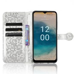 Kryty na mobil | Peňaženkové puzdro Honeycomb Dot Texture Case strieborné – Nokia G22 | Kryty na mobil