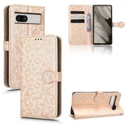 Kryty na mobil | Peňaženkové puzdro Honeycomb Dot Texture Case zlaté – Google Pixel 7a 5G | Kryty na mobil