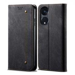 Kryty na mobil | Peňaženkové puzdro Denim Texture čierne – Oppo A98 5G | Kryty na mobil
