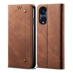 Peňaženkové puzdro Denim Texture hnedé – Oppo A98 5G | Kryty na mobil Kryty na mobil | Peňaženkové puzdro Denim Texture hnedé – Oppo A98 5G | Kryty na mobil