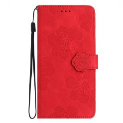 Kryty na mobil | Peňaženkové puzdro Embossing Pattern Kvety červené – Xiaomi Redmi Note 12S | Kryty na mobil