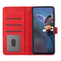Kryty na mobil | Peňaženkové puzdro Embossing Pattern Kvety červené – Xiaomi Redmi Note 12S | Kryty na mobil