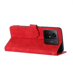 Kryty na mobil | Peňaženkové puzdro Embossing Pattern Kvety červené – Xiaomi Redmi Note 12S | Kryty na mobil