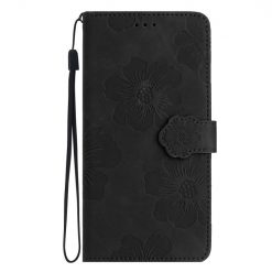Kryty na mobil | Peňaženkové puzdro Embossing Pattern Kvety čierne – Xiaomi Redmi Note 12S | Kryty na mobil