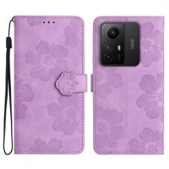 Kryty na mobil | Peňaženkové puzdro Embossing Pattern Kvety fialové – Xiaomi Redmi Note 12S | Kryty na mobil
