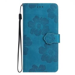 Kryty na mobil | Peňaženkové puzdro Embossing Pattern Kvety modré – Xiaomi Redmi Note 12S | Kryty na mobil