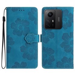 Kryty na mobil | Peňaženkové puzdro Embossing Pattern Kvety modré – Xiaomi Redmi Note 12S | Kryty na mobil