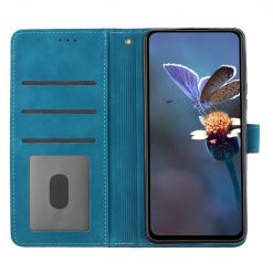 Kryty na mobil | Peňaženkové puzdro Embossing Pattern Kvety modré – Xiaomi Redmi Note 12S | Kryty na mobil