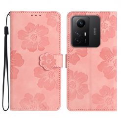 Kryty na mobil | Peňaženkové puzdro Embossing Pattern Kvety ružové – Xiaomi Redmi Note 12S | Kryty na mobil