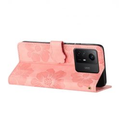 Kryty na mobil | Peňaženkové puzdro Embossing Pattern Kvety ružové – Xiaomi Redmi Note 12S | Kryty na mobil