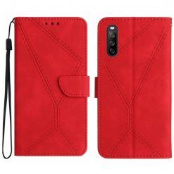 Kryty na mobil | Peňaženkové puzdro Embossing Pattern Stitchy case červené – Sony Xperia 10 V | Kryty na mobil